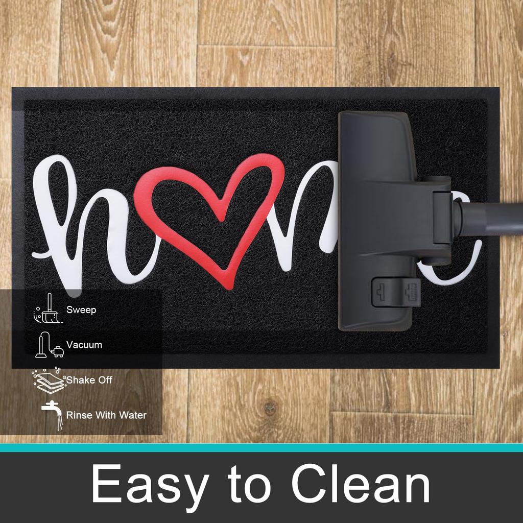 Olanly Washable Home Doormat Cute Letters Non-Slip Door Mats For Front Door Garden Dirt Trapper Entryway Mat Of Outdoor Indoor
