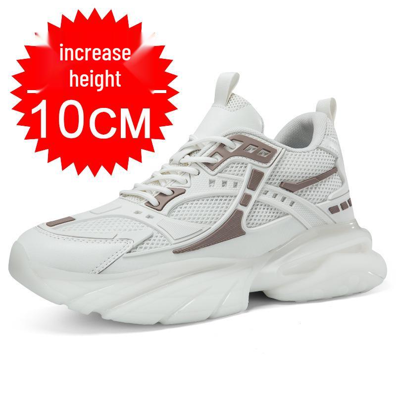 Men's Breathable Mesh Sneakers - 8cm Height Boost, Thick Sole, Running Casual Dad Shoes for Autumn & Winter