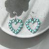 Hollow Turquoise Love Earrings High Sense Retro Ethnic Style Earrings Female Bohemian Earrings