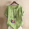Damenmode Rubik's Cube bedrucktes Rundhals Kurzarm T-Shirt Lässig Baumwolle Leinen Grafik Shirt Freizeit Locker Sommer Bluse Tops