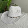 2026straw New cowboy hat women'shollow woven cowboy straw hat retro elegant western cowboy wide brim hat