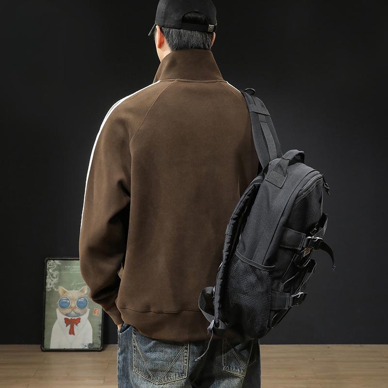 Spring And Autumn Stand-Up Neck Zipper Cardigan Sweater Men'S Trendy Brand Large Size Spring Men'S Premium Sports Jacket