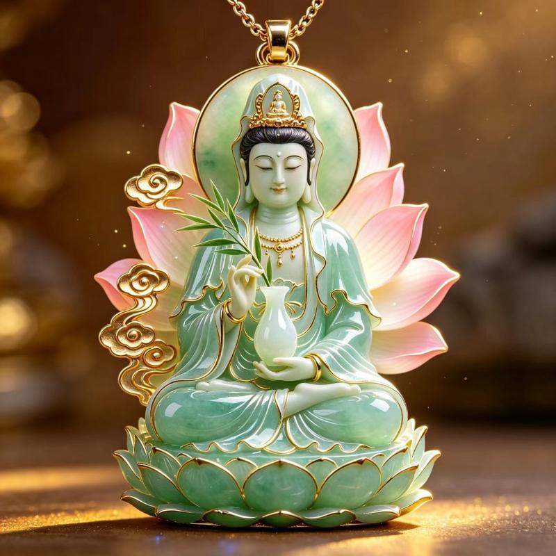 Ethnic Imitation Jade Pendant Necklace Chinese Vintage Charm Jewelry For Men Women Daily Outfit Festival Gift Use