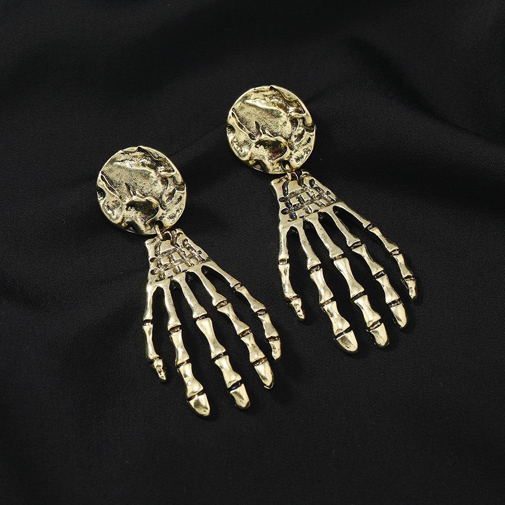 Halloween Accessories, Retro Skull Hand Bone Earrings, Personalized Earrings