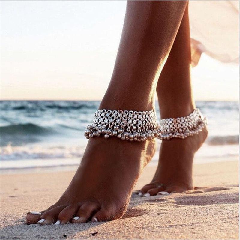 Vintage Multi-Layer Bells Ankle Bracelet Foot Jewelry Boho Summer Beach Barefoot Sandals Charms Anklet Women Legs Accessories