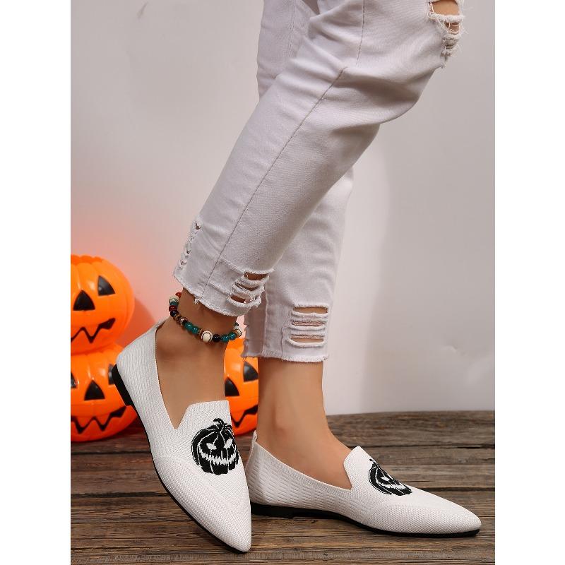Breathable Shoes Women's 2025 Autumn New Flat Large Yard Pointed Toe Embroidery Color-blocking Lazy Shoes