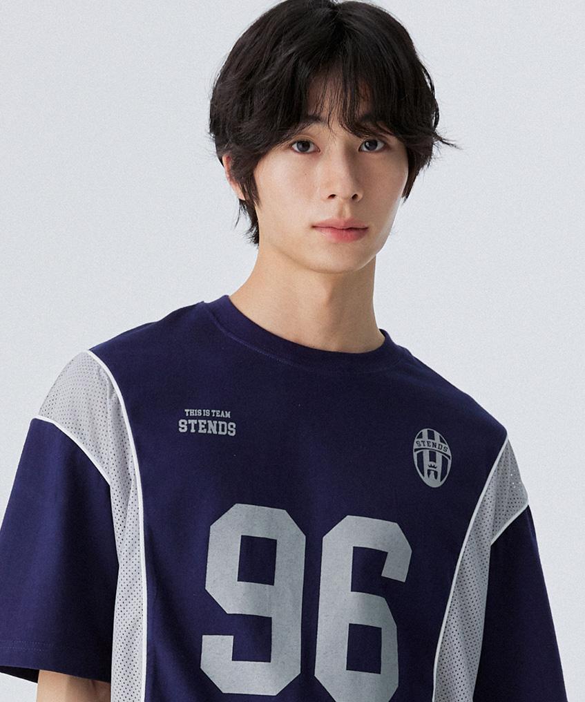 STENDS [M~5Xl] Blockcore Mesh Football T-Shirt_Navy