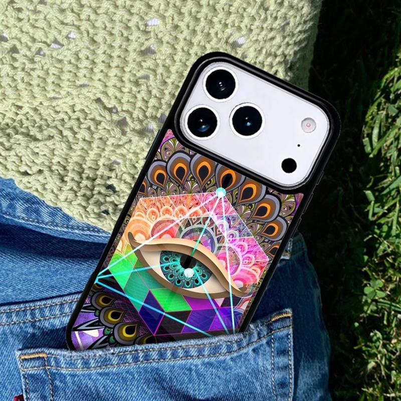 Hippie Trippy Psychedelic Message Abstract phone case cover Compatible with for IPhone 17air 16e 15 14 13 12 11Pro Max 17 Air