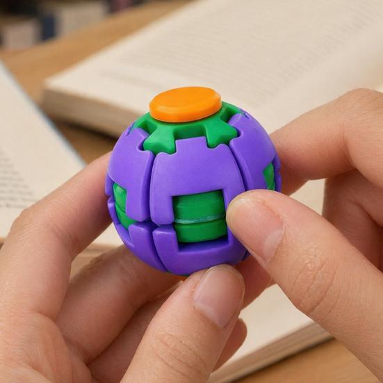 Concentration Training Toy 3D Printed Stress Ball, Press & Rotating Finger Spinner, Decompression Ball Fidget Toys, Portable Ergonomic for Office