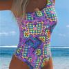 1011 Slanted Shoulder Single Shoulder Design Printed One-piece Swimsuit European and American Sexy One-piece Swimsuit