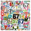 50/100PCS Cartoon Fun Numbers 6-7 Graffiti Stickers Luggage Water Cups Scooter Waterproof Stickers