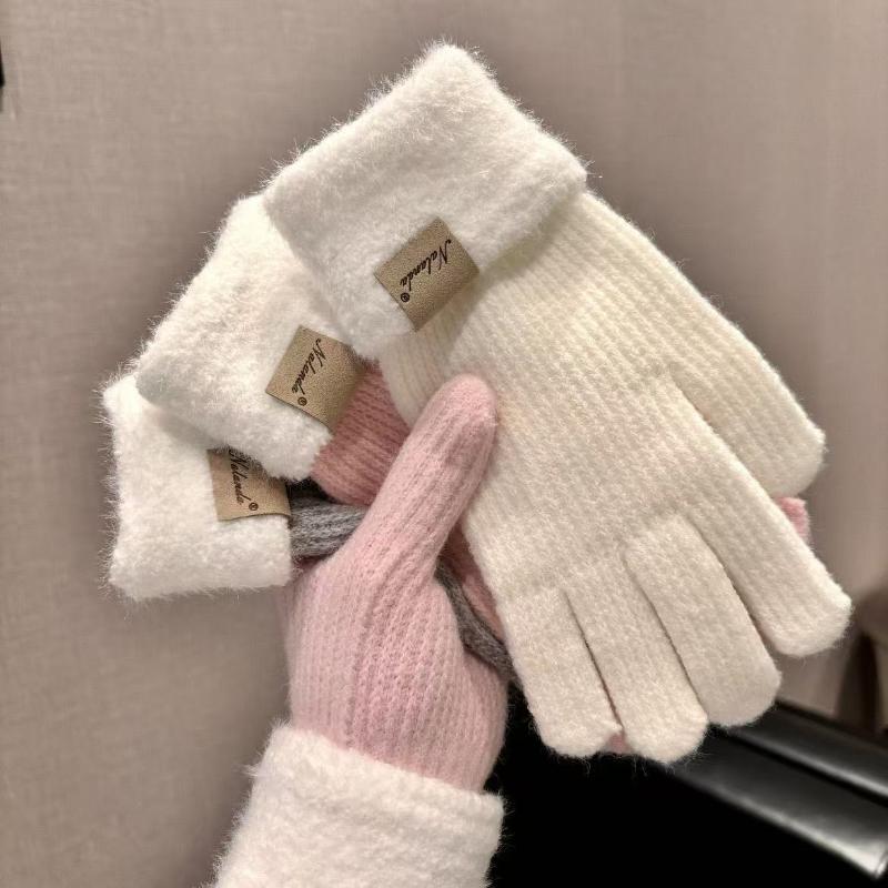 Knit Gloves for Women Winter Warm Fingerless Touchscreen Gloves Cute Cycling Cold Weather Half Finger Anti Slip Riding Gloves