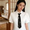 Student Pre Tied Neck Ties Preepy Look Rhinestones Star Metal Chain Dark Tie Cravat Neck Wear Accessories