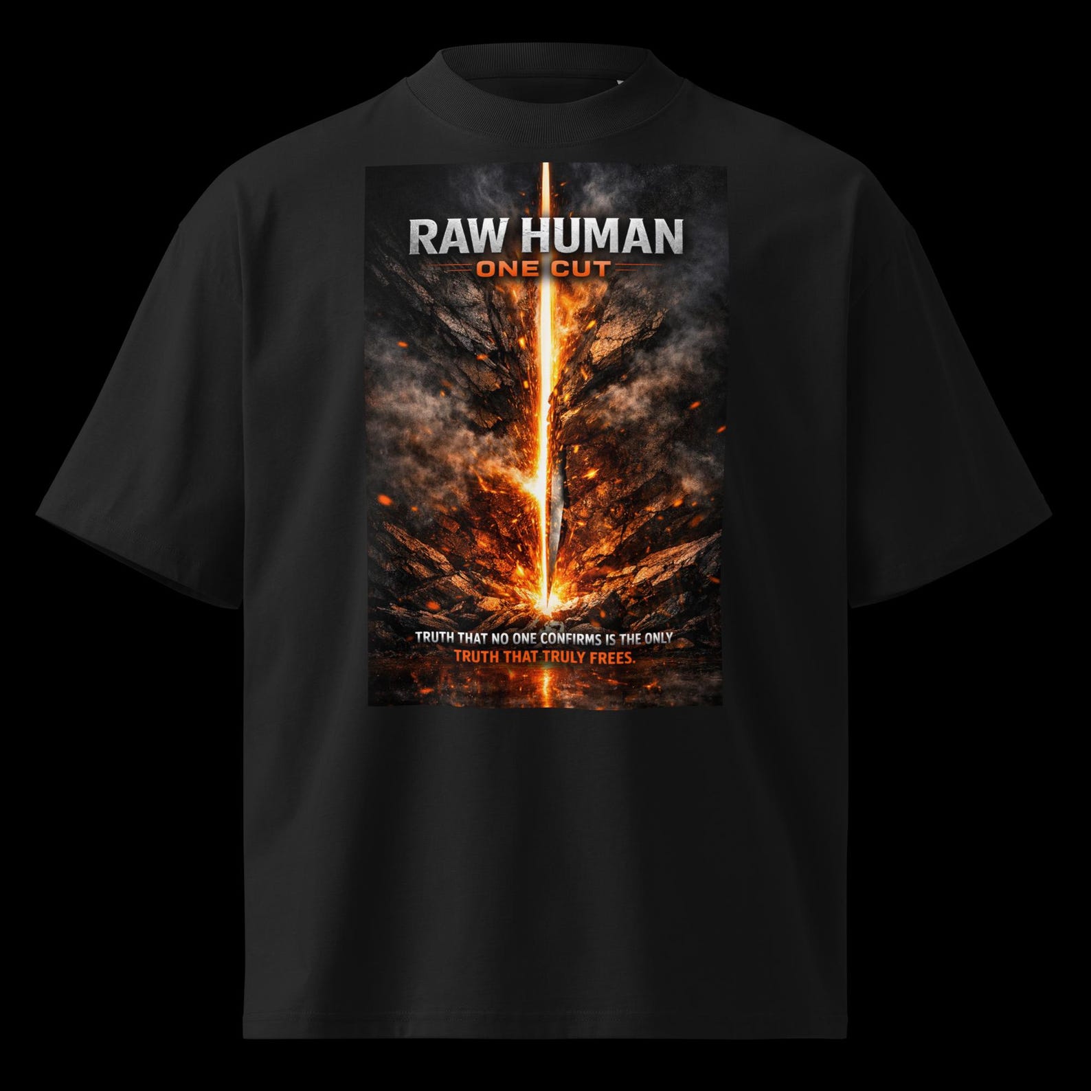 Raw Human One Cut Shirt, Anti Matrix Clothing, Sovereign Being Streetwear, Brutalist Light Blade Tee, Matrix Awakening Oversized T-Shirt XL