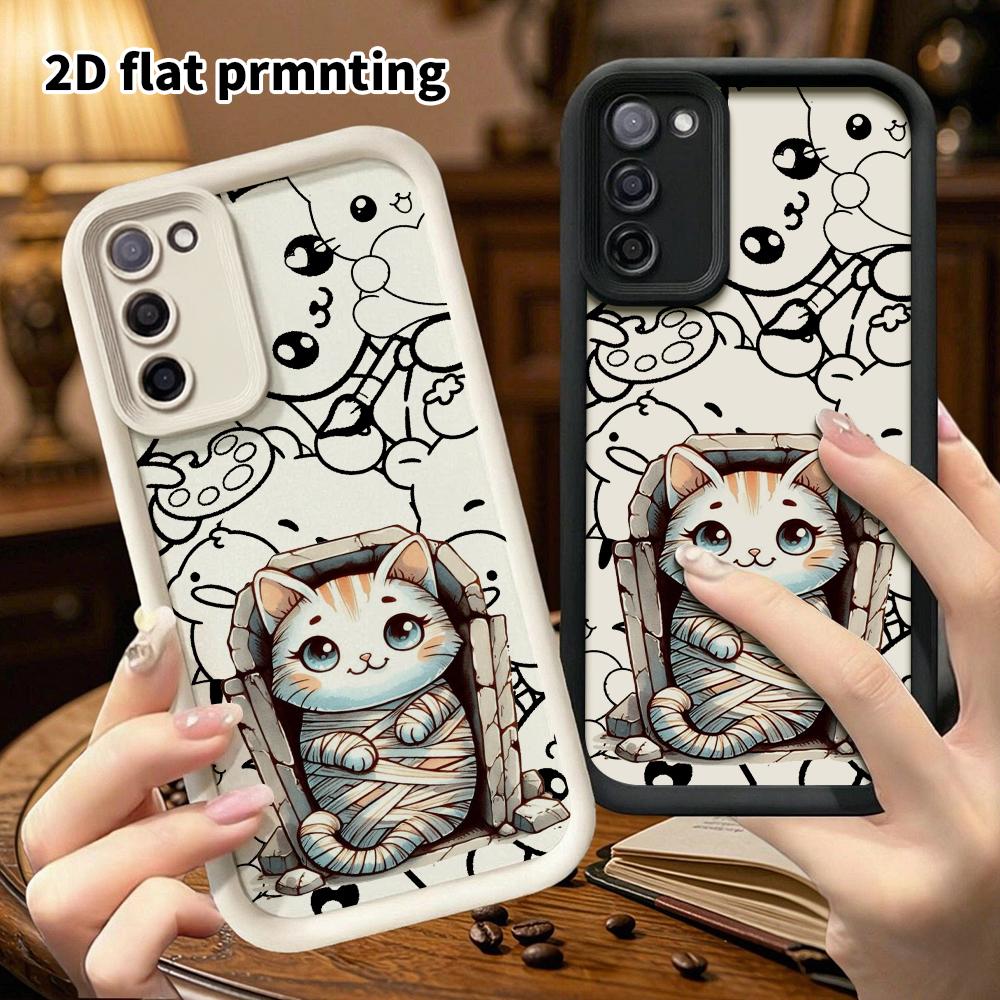 Phone Case: 2D flat, suitable for Samsung Galaxy A34 A35 M05 M06 S20 S22 S21 FE Plus 5G protective cases, mummy kitten, perfect Christmas and Hallowee