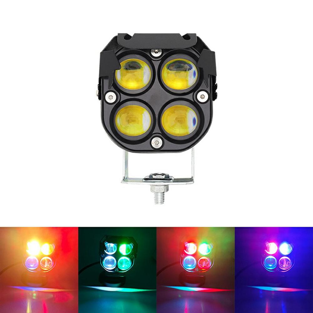 

DS1 Водонепроникна IP67 4-лінзова світлодіодна мотоциклетна фара RGB Дальнє/Ближнє світло Автомобільна прожекторна фара для позашляховика/UTV/квадроцикла Type A