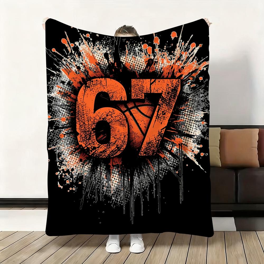 

67 Six Seven 6-7 Funny Printed Throw Flannel Fluffy Soft Blanket Warm Skin-Friendly Throw for Sofa Bed Office Nap Winter 75x100cm