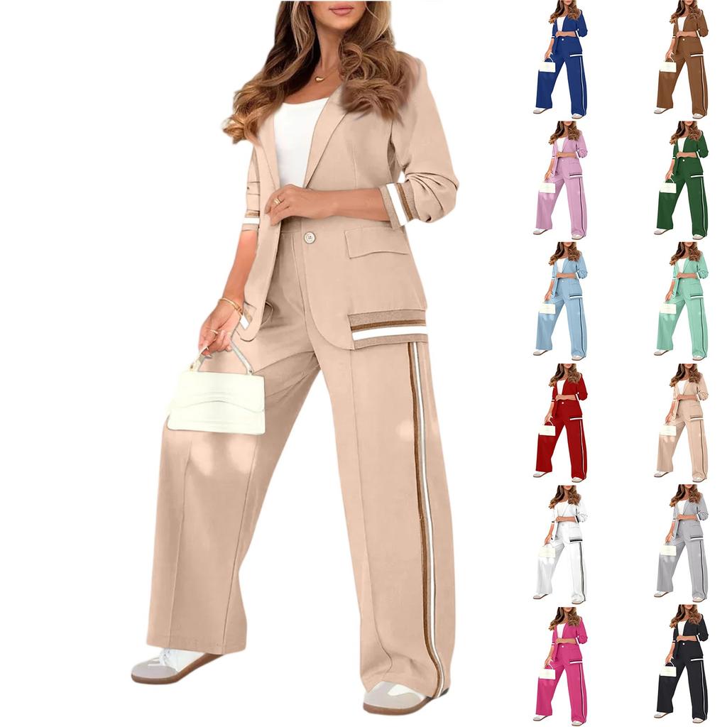 Women's Long Coat And Wide-leg Pants Suit Business Casual Two-piece Suit