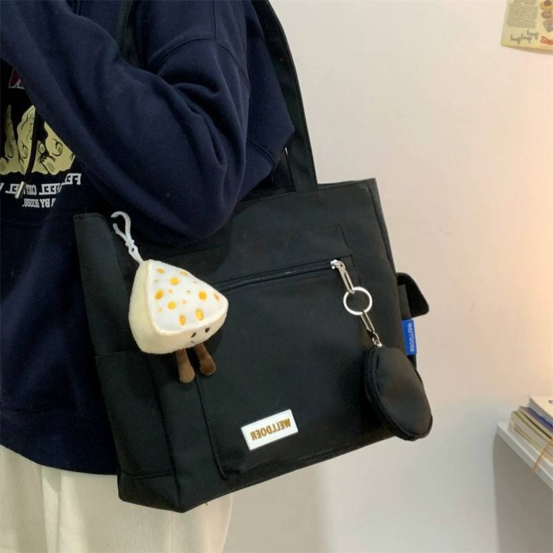 Borsa a Tote in Nylon da Donna con Grande Capacità e Chiusura a Zip per Uso Quotidiano