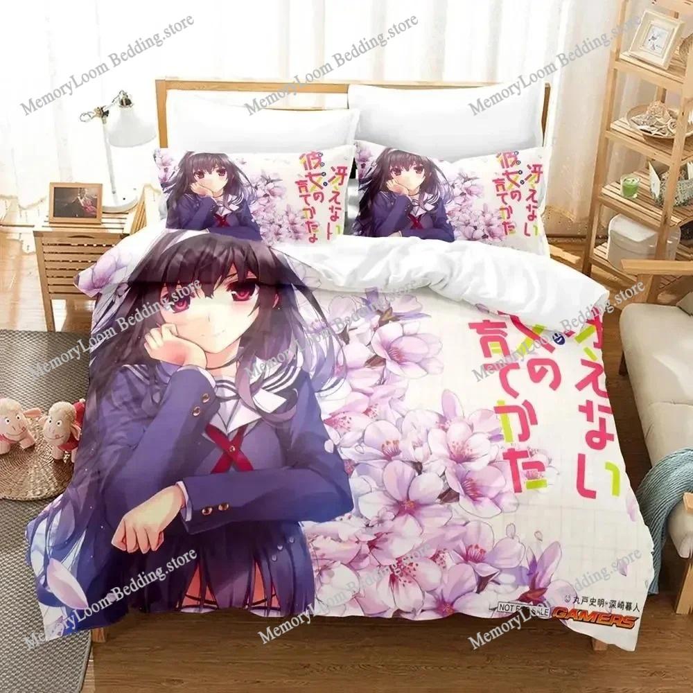 Home Textile Cartoons Megumi Kato Saekano Cover Duvet Cover Pillow Case Boy Girl Polyester Bedding Set King Queen Twin Size
