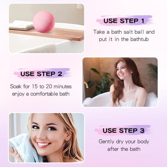 6Pcs 100G Salt Bath Bombs Plants Extract Essential Oils Handmade Fizzies Balls Dry Skin Moisturizing Shower Ball Relaxation Spa Gift