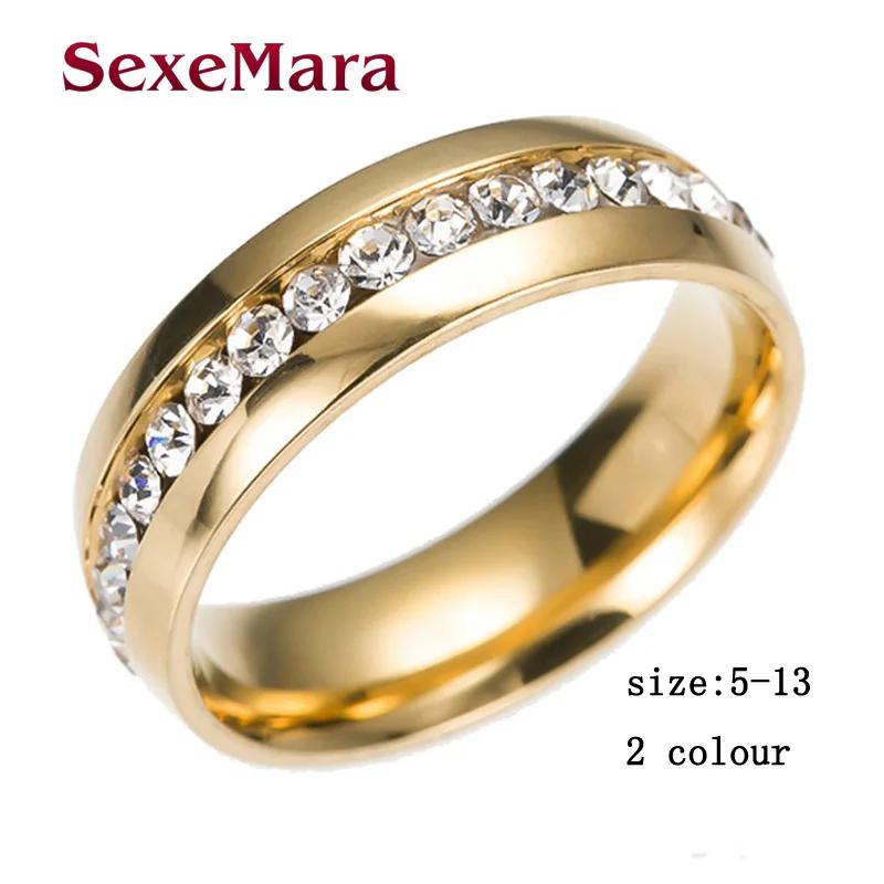 Luxury Gold Color Mounting Feminino Stainless Steel Ring Bijoux 0.5 Ct Single Row Zirconia Engagement  Silver Color Rings