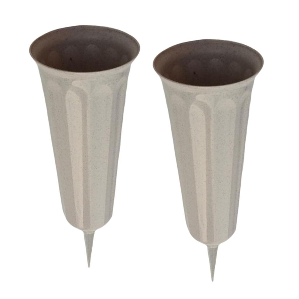 2 Grave Vases, Flower Vases with Soil, 7.5 X 26 Cm