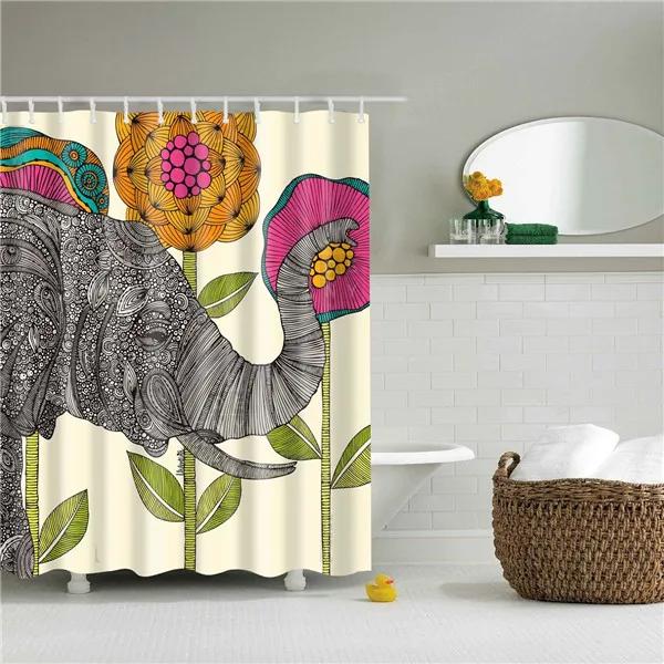 Animals Elephant Shark Killer Whale Octopus Deer Horse Lion Shower Curtains Bathroom Waterproof Polyester Curtain Bath