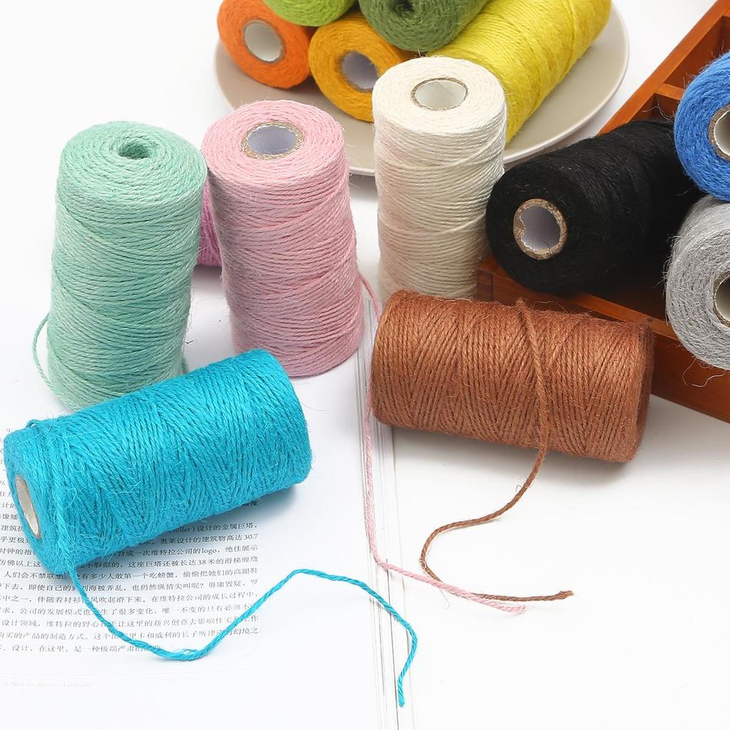 100M/Roll 2mm Natural Burlap Hessian Jute Twine Cord Rope String Gift Packing Strings Christmas Event & Party Supplies DIY Decor