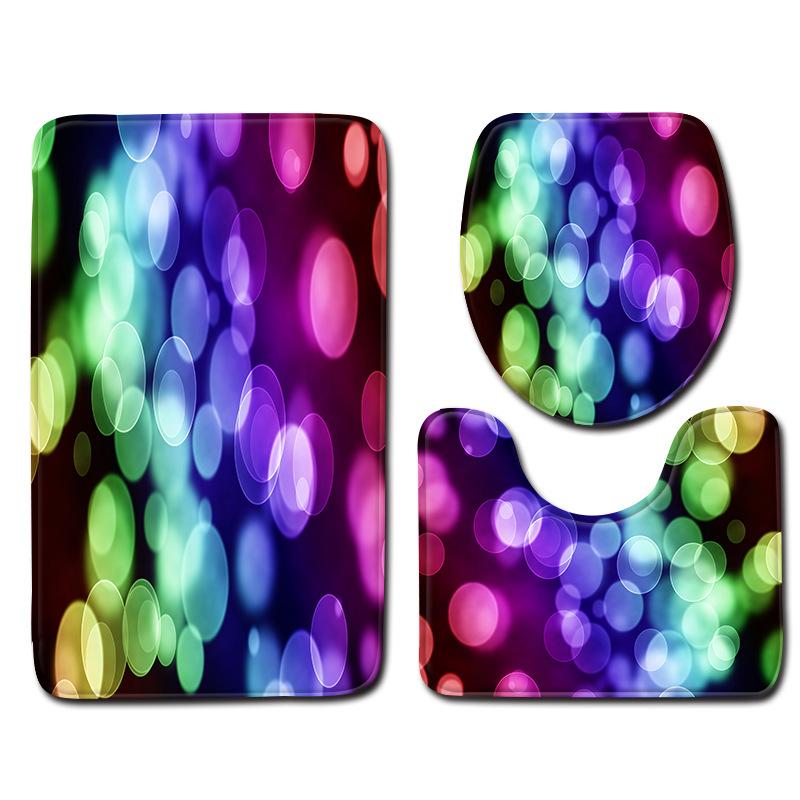 Regenbogen Badezimmerbodenmatte Toilette Dreiteiliges Set
