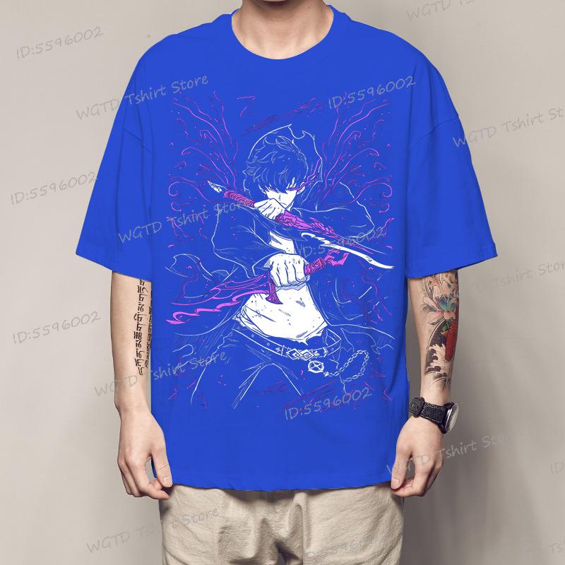 Solo Leveling T-Shirt Sung Jinwoo New Anime Manga Black Shirt Tee All Size Pro Choice Graphic T Shirts Oversized Vintage CLOTHES