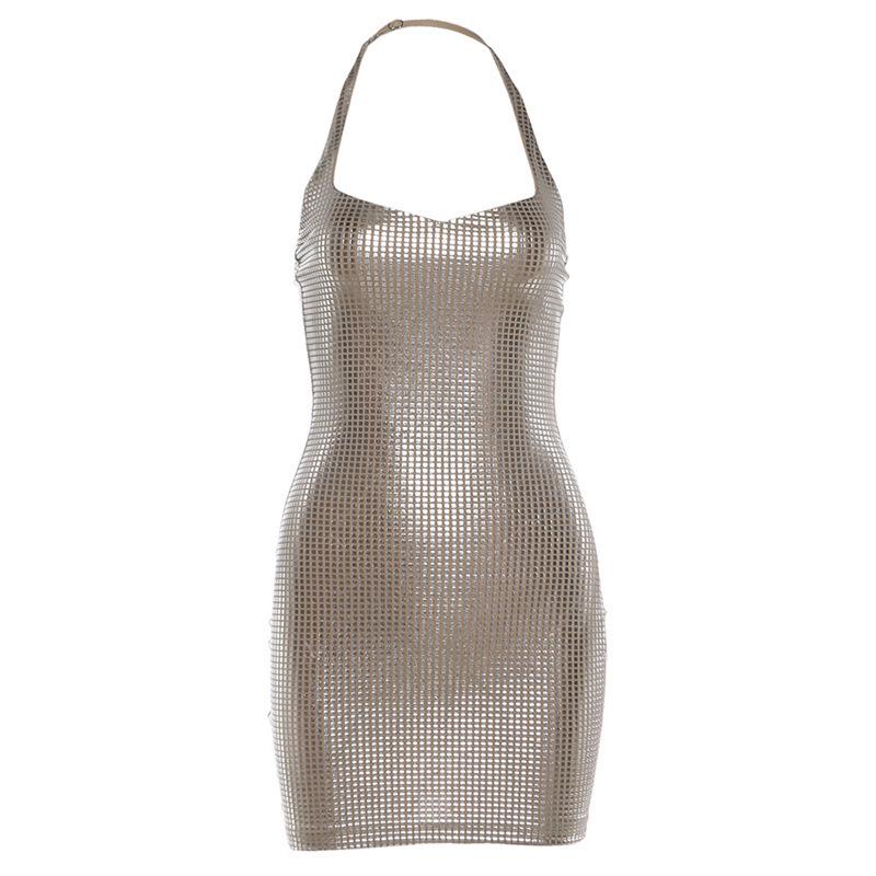 European & American Style Full Diamond Halter Neck Bodycon Dress - Autumn Fashion 2026 Sexy Tight Skirt