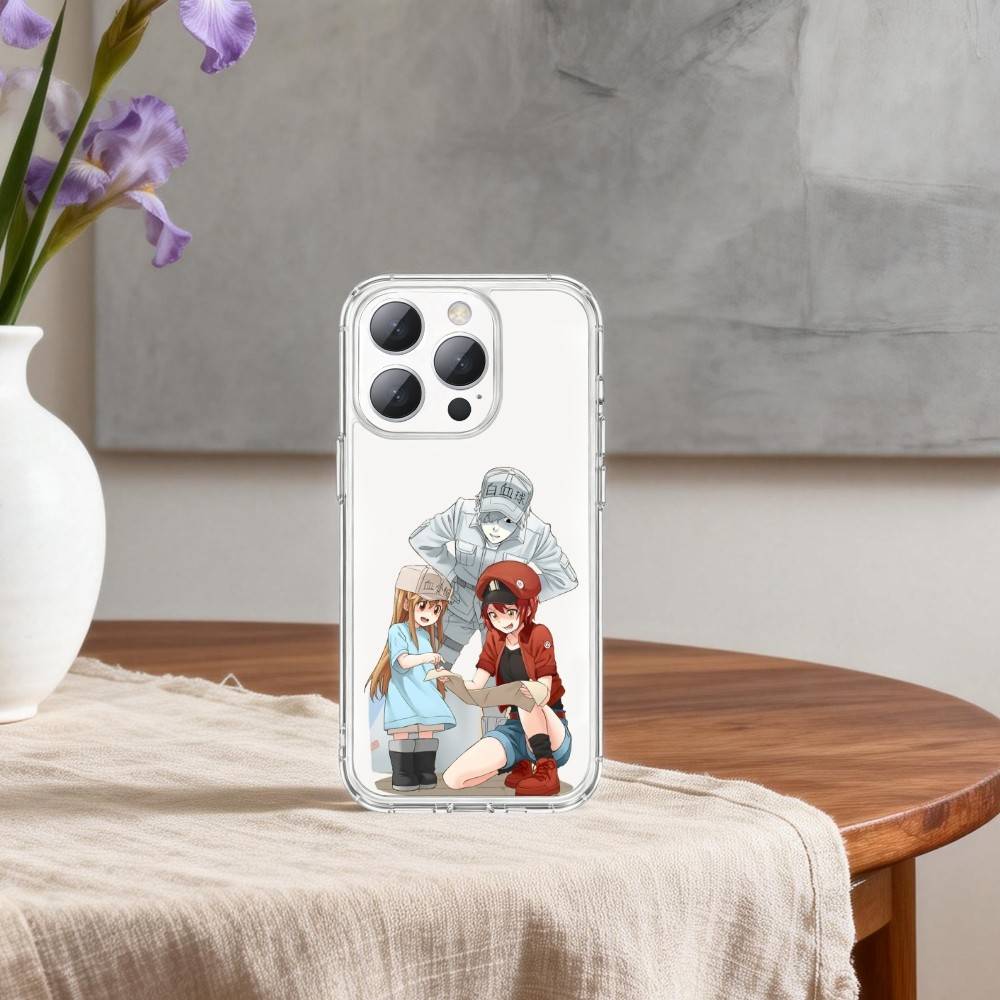 Manga C-Cells at Work Phone Case For iPhone17p,16,15,14,13Pro Max,us,Soft Silicone Transparent Cover