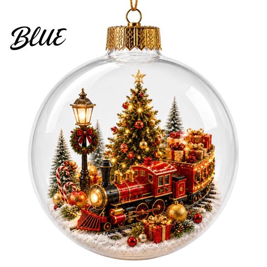 LED Hängende Weihnachtskugeln Beleuchtete Kugeln, 3D Miniatur Szene mit Warmen LED Winterdekorationen Licht, Klare Acryl Kugel Dekoration
