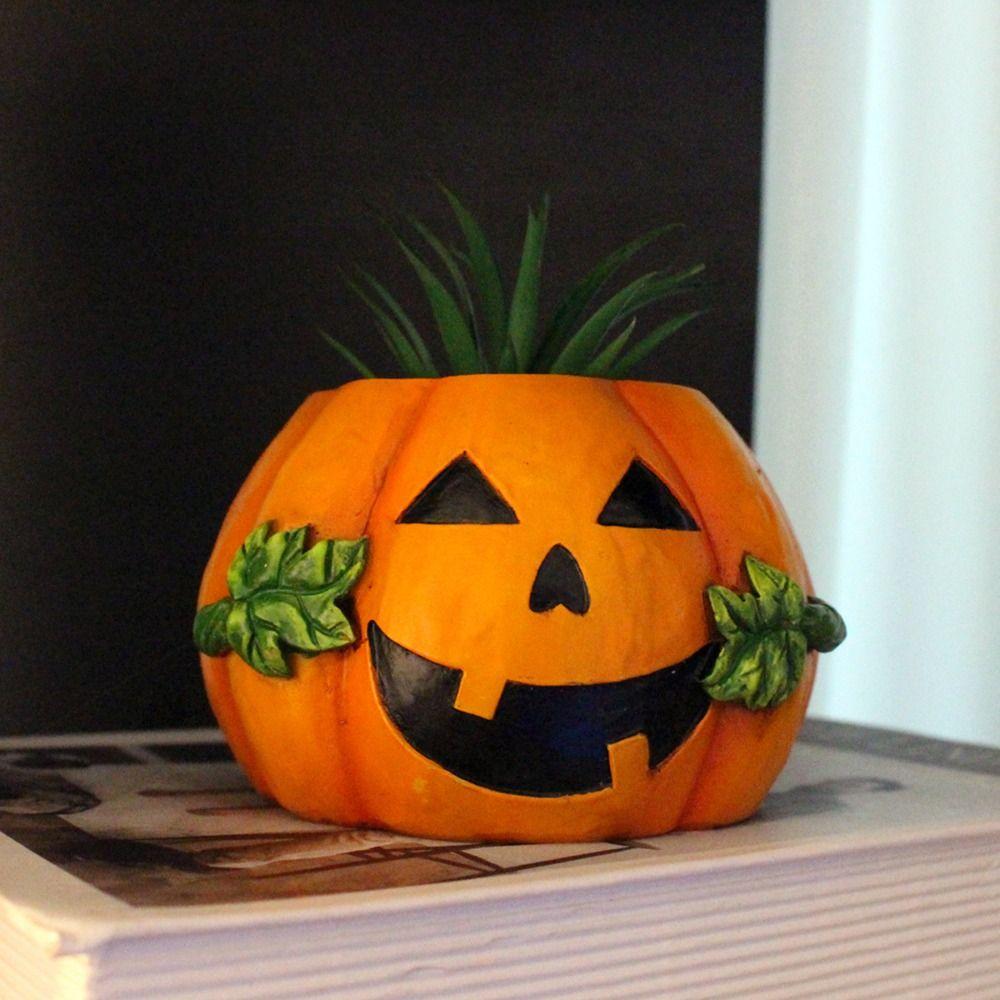 Cartoon Halloween Kürbis Blumentopf Realistische Harz Handarbeiten Sukkulenten Pflanzgefäß Eleganz Kürbis Pflanzenbehälter