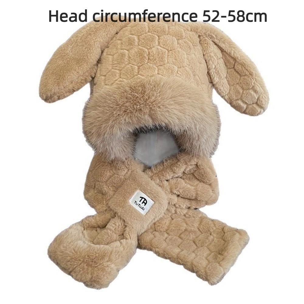 Winter Hooded Hat Scarf Set Thicken Lei Feng Hat Cute Fluffy Bomber Hats For Cold Weather