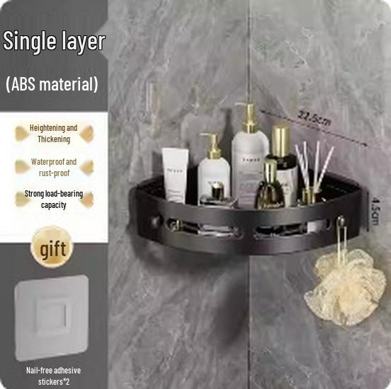 Punch-Free Wall-Mounted Corner Shelf for Bathroom or Kitchen