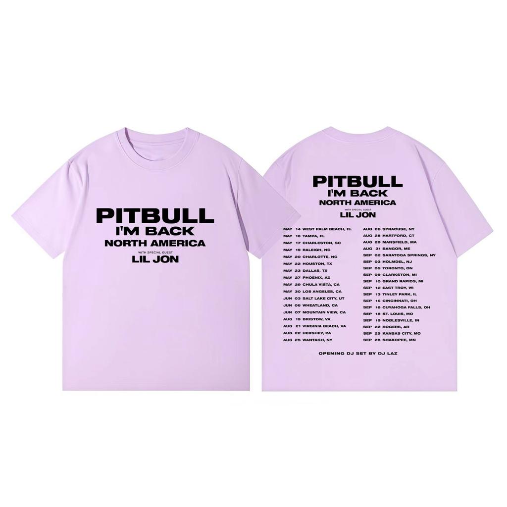 Rapper Pitbull Im Back Tour 2026 T-Shirt Herren Damen Hip Hop Mode Kurzarm T-Shirts Sommer Freizeit Locker Baumwoll T-Shirts