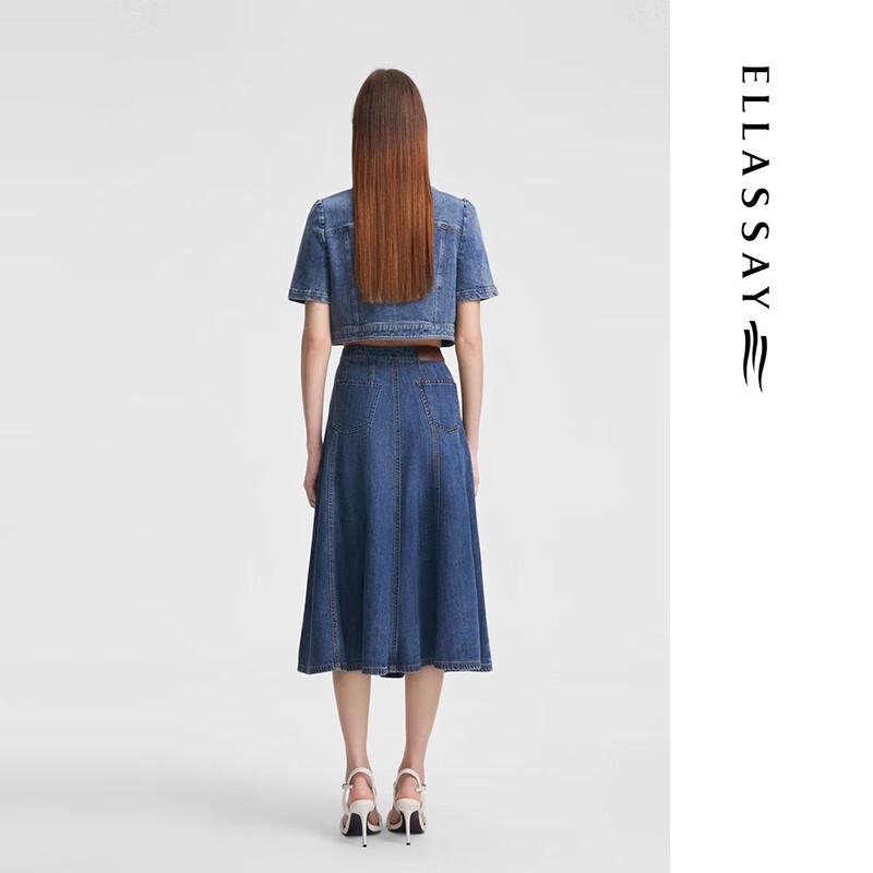 ELLASSAY Women's Cropped Denim Jacket Shirt