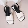 Fashion Summer new retro flat sandals for women square head open toe side hollow one-strap soft bottom non-slip Roman shoes