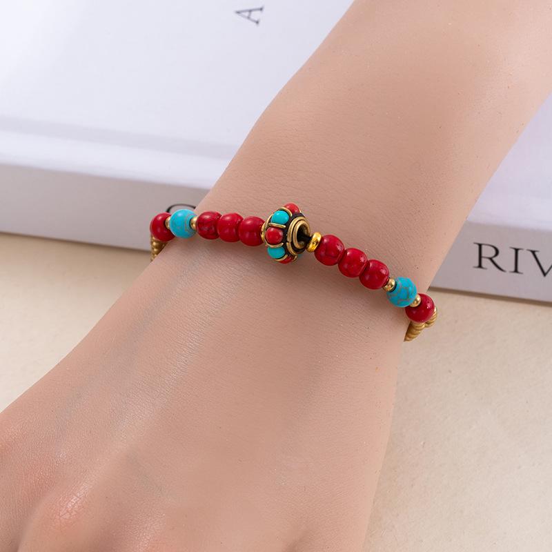 Tibetan-Inspired Retro Beaded Bracelet: Exquisite Handmade Ethnic Jewelry for Women