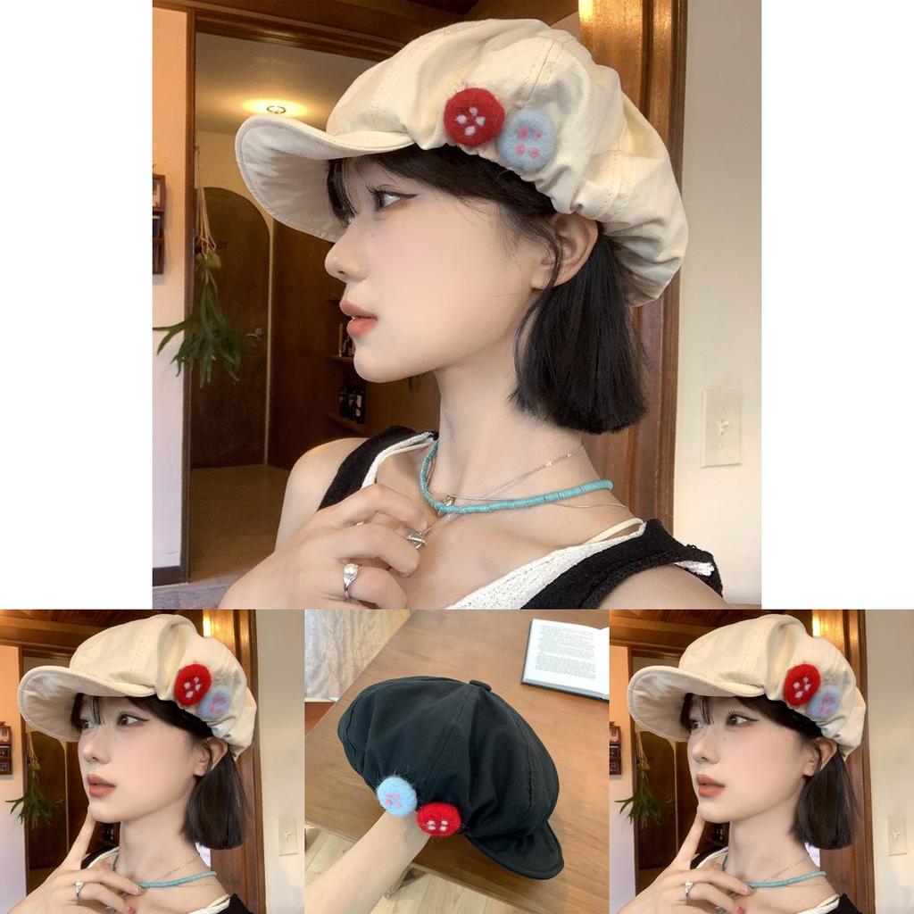 Vintage Japanese Cotton Linen Octagonal Hat For Adults With Colorful Embroidery Design