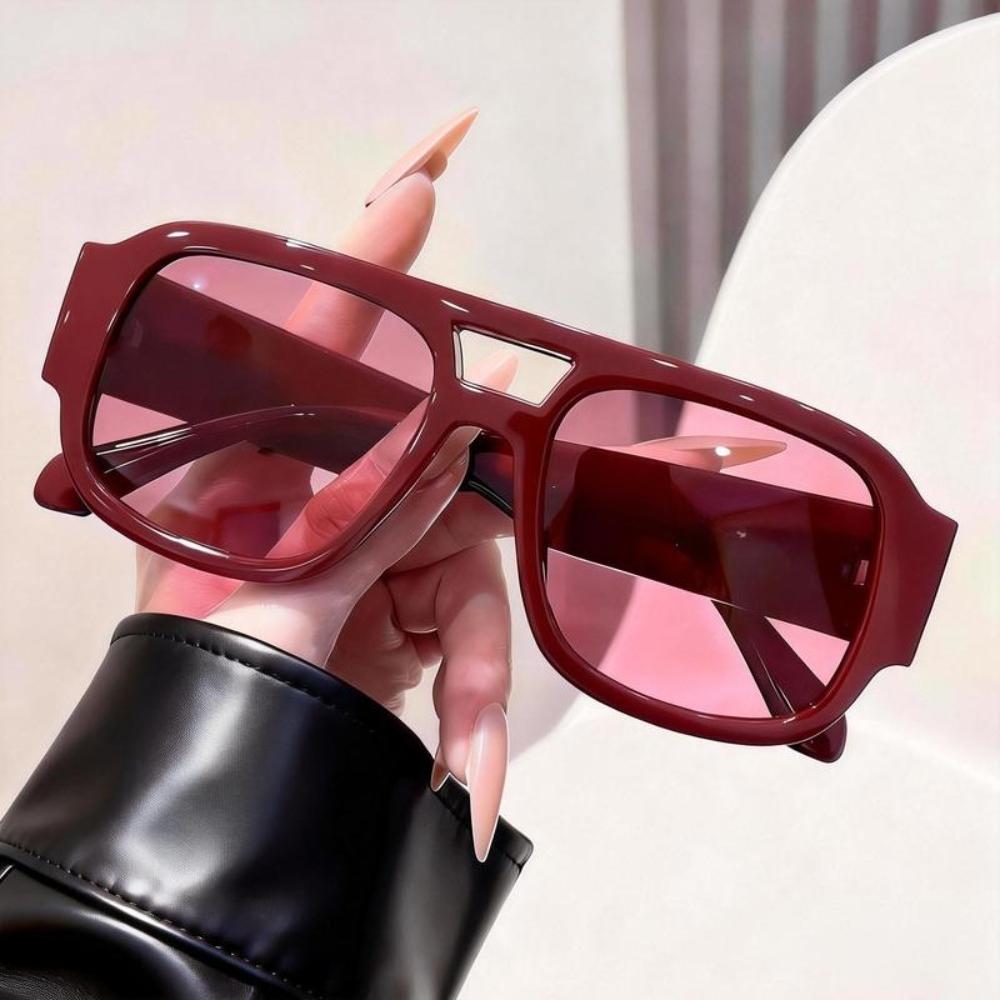 Fashion Big Frame Double Beam Sunglasses Female High-end Sense of European and American Classic Sunglasses Driving Sunscreen Sunglasses