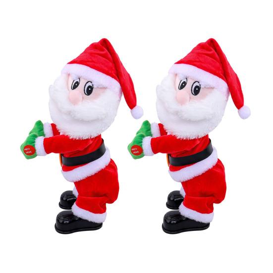 Šťastný twerkující Santa Claus panenka Vtipná tančící animovaná vánoční plyšová hračka Elektrická hudba zpívající Santa Claus Vánoční dekorace
