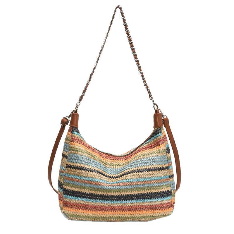 Seaside Vacation Beach Women's Leisure Large-capacity Fashion Contrasting Color Versatile Shoulder Messenger Bag