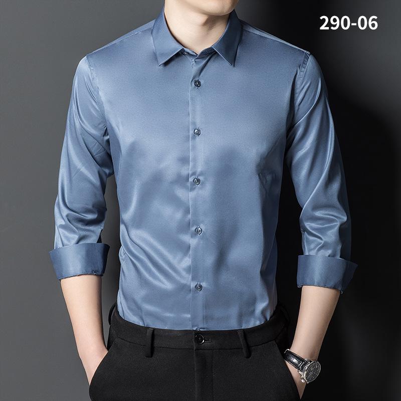 Trend 2024: Pánská formální košile Slim Fit z morušového hedvábí - Nežehlivá profesionální pracovní oděv