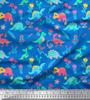 Soimoi Black Japan Crepe Satin Fabric Aster Flower & Dinosaur Kids Print Fabric by Metre 42 Inch