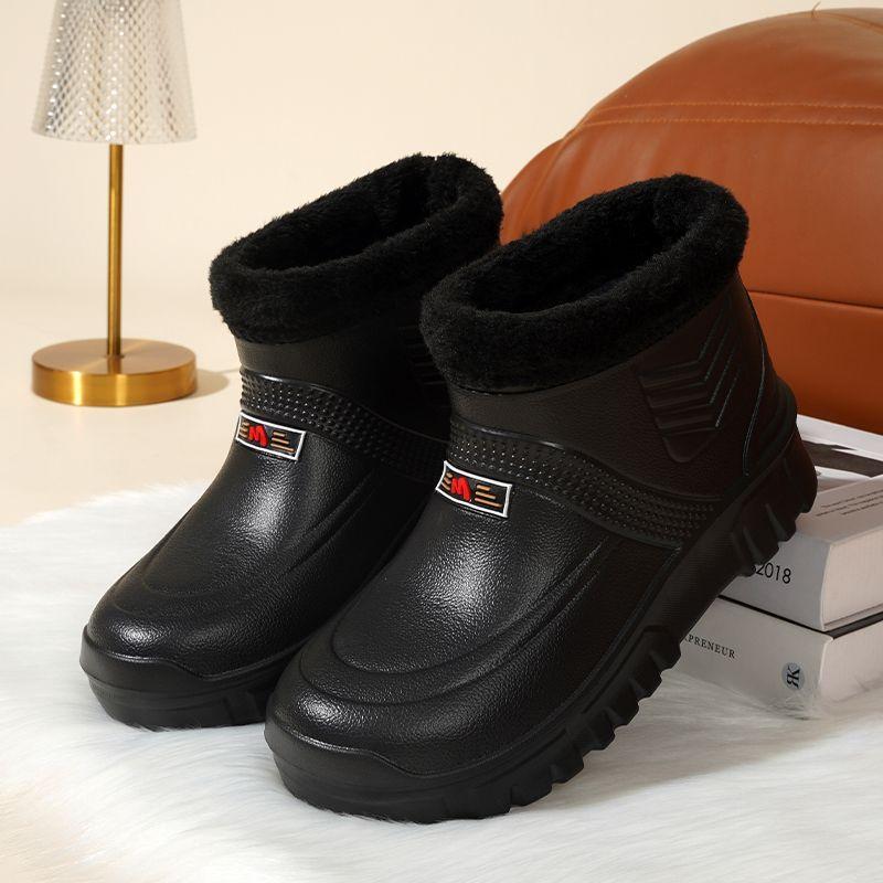 

Водонепроницаемая хлопковая обувь согревает зимой, водонепроницаемая, нескользящая и бархатная утепленная обувь для снега с высоким голенищем 40 прохладный черный