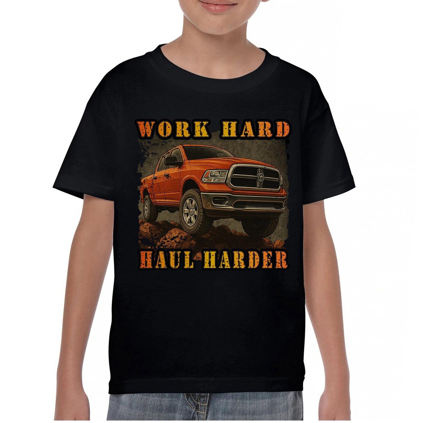 Work Hard Haul Harder Youth kids boys T-Shirt American Pickup Truck Offroad 4x4 Kids 100