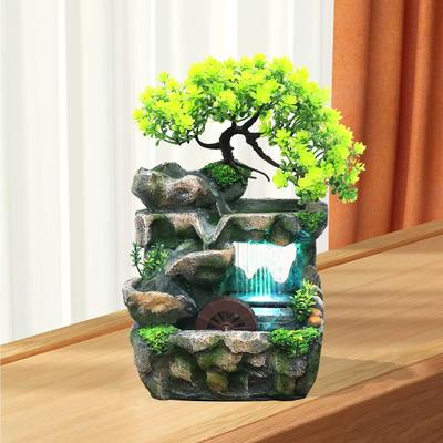 Rainview Meditation Yoga Studio Creative Decoration Desktop Small Rockery Simulation Tree Water Fountain Desktop Decoration